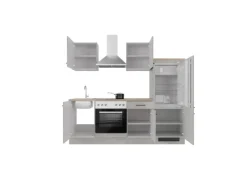 Flex-Well Exclusiv Küchenzeile 1706-002 Lund 220 cm Lichtgrau glänzend-Rauchgrau