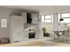 Flex-Well Exclusiv Küchenzeile Lund 310 cm Lichtgrau glänzend-Rauchgrau