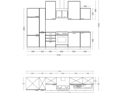 Flex-Well Exclusiv Küchenzeile Lund 310 cm Lichtgrau glänzend-Rauchgrau