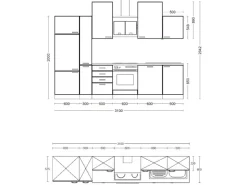 Flex-Well Exclusiv Küchenzeile Capri 310 cm Schwarz Matt-Endgrain Oak