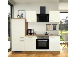 Flex-Well Exclusiv Küchenzeile Vintea 220 cm Magnolia Matt - Lancelot Oak