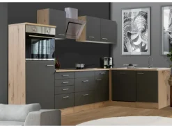 Flex-Well Exclusiv Winkelküche Morena 280x170 cm Basaltgrau Matt-San Remo Eiche