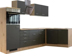 Flex-Well Exclusiv Winkelküche Morena 280x170 cm Basaltgrau Matt-San Remo Eiche