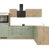 Flex-Well Exclusiv Winkelküche Cara 280 x 170 cm Schilfgrün matt - Artisan Eiche