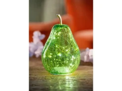 FlowerPower Deko-Birne Pera mit LED Ø 15 cm x 23 cm Grün