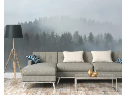 Fototapete Landschaft Wald Grün Grau Braun 3,50 m x 2,55 m FSC®