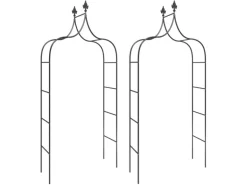 furnicato Gartenbögen 2 Stk. Schwarz 120x38x260 cm Stahl