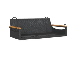 furnicato Hängebank Schwarz 109x62x40 cm Poly Rattan