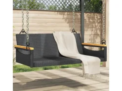 furnicato Hängebank Schwarz 109x62x40 cm Poly Rattan