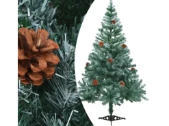 furnicato Künstlicher Weihnachtsbaum mit Tannenzapfen gefrostet 150 cm