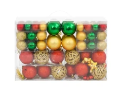 furnicato 112-tlg. Weihnachtskugel-Set Rot Grün Golden Polystyrol