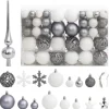 furnicato 111-tlg. Weihnachtskugel-Set Weiß und Grau Polystyrol