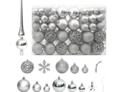 furnicato 111-tlg. Weihnachtskugel-Set Silbern Polystyrol