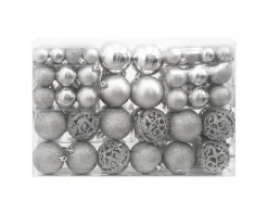 furnicato 111-tlg. Weihnachtskugel-Set Silbern Polystyrol