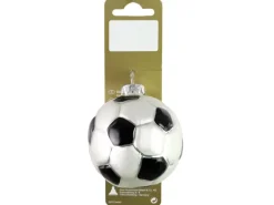 Fussball zum Hängen aus Glas Ø 6,5 cm Weiß