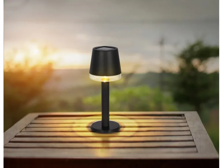 Globo LED Solarleuchte Kunststoff Klar Ø 8 cm Schwarz Matt