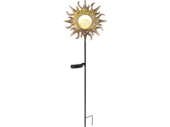 Globo LED Solarleuchte Metall Schwarz Matt Rostfarben Antik 81,5 cm x 24,2 cm