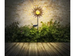 Globo LED Solarleuchte Metall Schwarz Matt Rostfarben Antik 81,5 cm x 24,2 cm