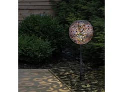 Globo LED-Solaraußenleuchte Kugel Dekogeflecht Silber 54 cm x 18,5 cm x 18,5 cm