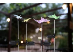 Globo LED-Solaraußenleuchte in Insektenform 4 Stk. Bunt