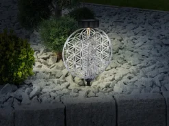 Globo LED-Solaraußenleuchte mit Erdspieß Silber