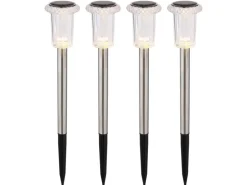 Globo LED-Solarleuchte 33 cm x Ø 5,4 cm Edelstahl 4er Set