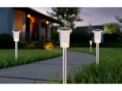 Globo LED-Solarleuchte 33 cm x Ø 5,4 cm Edelstahl 4er Set