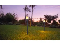 Globo LED-Solarleuchte mit Erdspieß Kunststoff Schwarz Matt 64,5 cm x Ø 7,5 cm