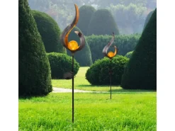 Globo Solarleuchte Metall Bronzefarben HxBxT 90x16,7x6 cm