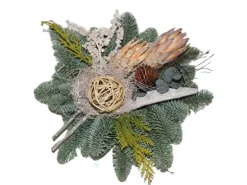 Grabbouquet auf Holzscheibe 30 cm Natur