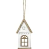Haus zum Hängen aus Holz 14,5 cm Natur-Weiß
