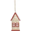 Haus zum Hängen aus Holz 14,5 cm Natur-Rot