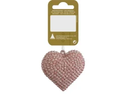 Herz Kunststoff mit Glitter Rosa 6,5 cm