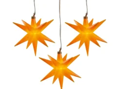 HGD LED-Sternenhänger mit 3 Sterne Ø je 12 cm Gelb für außen