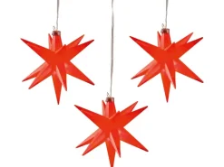 HGD LED-Sternenhänger mit 3 Sterne Ø je 12 cm Rot für außen