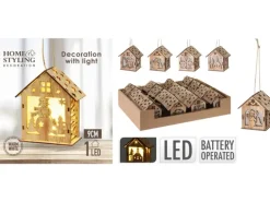 Hängedeko Haus mit LED 4fach sortiert