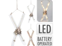 Hängedeko Ski mit LED 2-fach Sortiert 15,5 cm x 4,5 cm x 42 cm Mehrfarbig