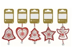 Holzhänger 5 Arten Rot/Weiß bunt 5,5 cm - 6,5 cm