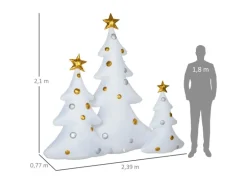 HOMCOM Aufblasbare Weihnachtsdekoration mit LED-Licht 3er-Set