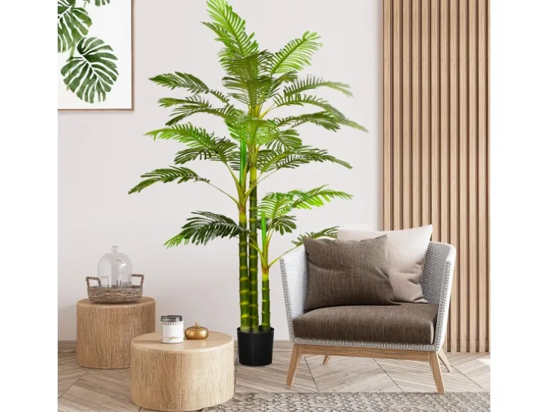 HOMCOM Künstliche Palme im Topf Kunstpalme PEVA 19,5L x 19,5B x 190H cm