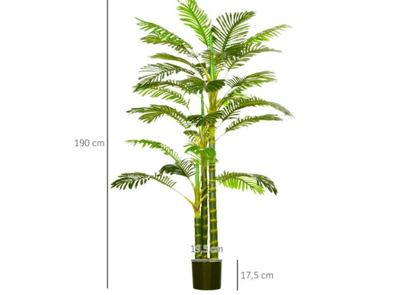 HOMCOM Künstliche Palme im Topf Kunstpalme PEVA 19,5L x 19,5B x 190H cm