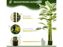 HOMCOM Künstliche Palme im Topf Kunstpalme PEVA 19,5L x 19,5B x 190H cm