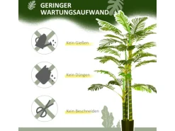 HOMCOM Künstliche Palme im Topf Kunstpalme PEVA 19,5L x 19,5B x 190H cm