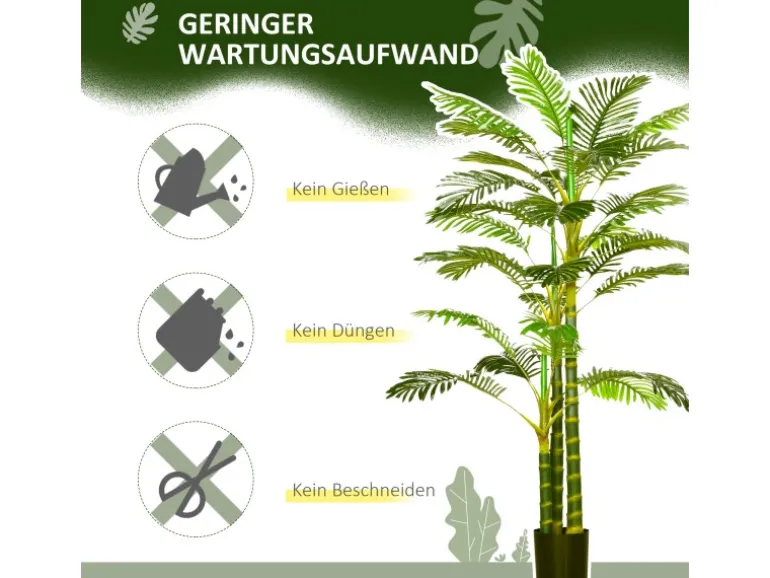 HOMCOM Künstliche Palme im Topf Kunstpalme PEVA 19,5L x 19,5B x 190H cm