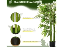 HOMCOM Künstliche Pflanze Seidentuch Kunststoff 17L x 17B x 140H cm