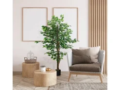 HOMCOM Künstliche Pflanze 150 cm mit Übertopf Zimmerpflanze