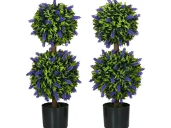 HOMCOM Künstliche Pflanzen 2er-Set UV-Beständig mit Lavendel
