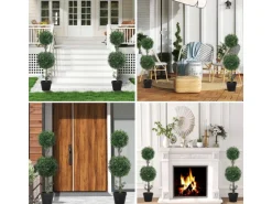 HOMCOM Künstlicher Buchsbaum 2er-Set Groß 91,6 cm