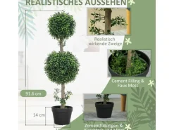 HOMCOM Künstlicher Buchsbaum 2er-Set Groß 91,6 cm