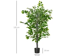 HOMCOM Künstlicher Ficusbaum Kunststoff Zement  15L x 15B x 135H cm